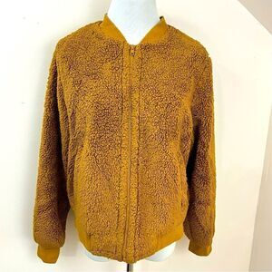J Crew Mercantile Goldenrod Teddy Bomber Jacket M
